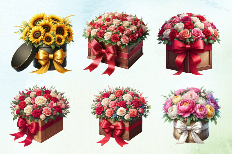 Hatbox Flower Clipart Bundle - CraftNest - Digital Crafting and Art
