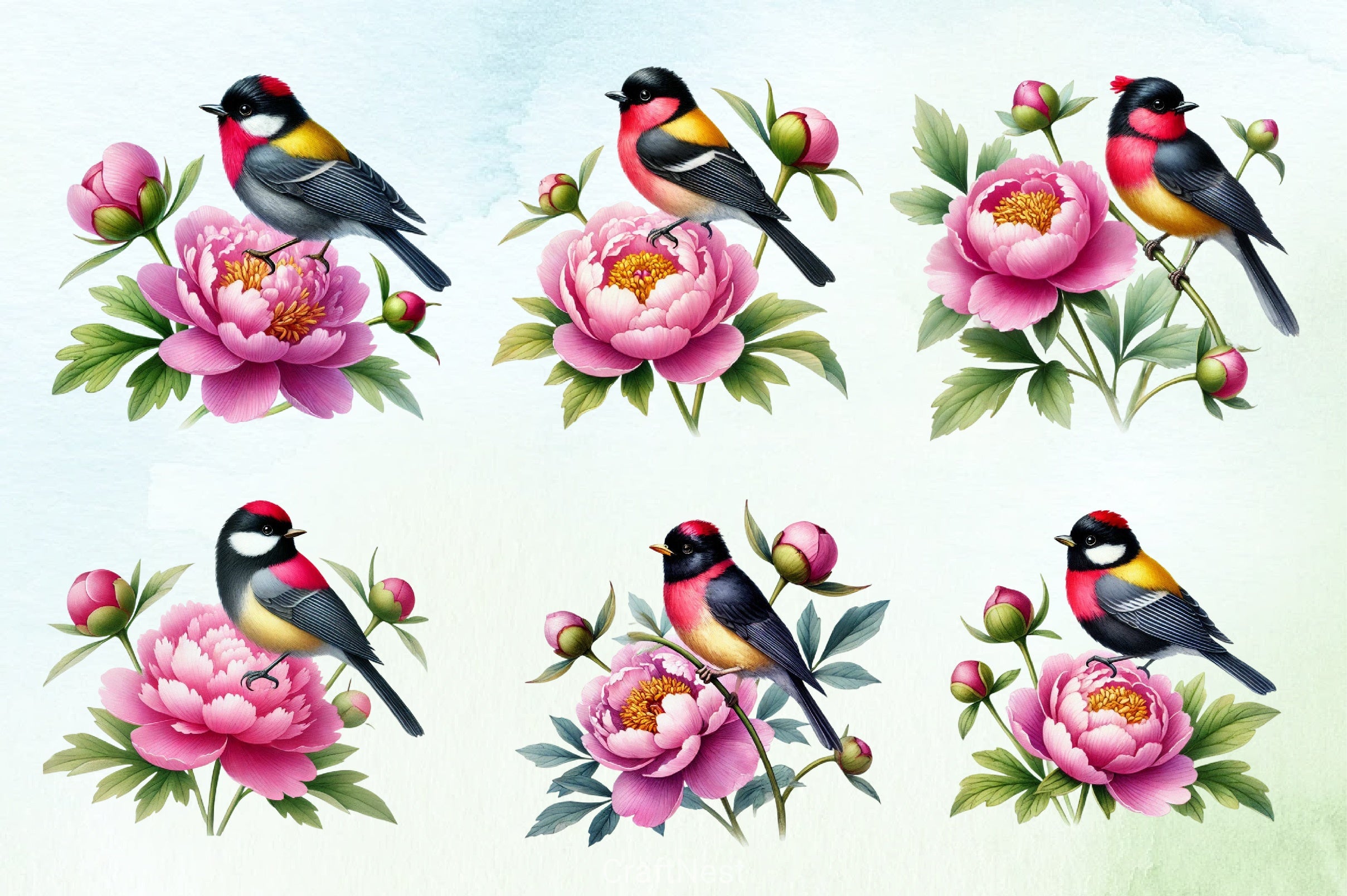 Spring Evening Grosbeak Bird Clipart Bundle - CraftNest - Digital Crafting and Art
