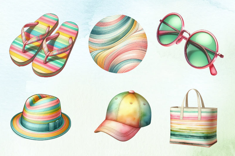 Watercolour Beach Clipart Bundle - CraftNest - Digital Crafting and Art