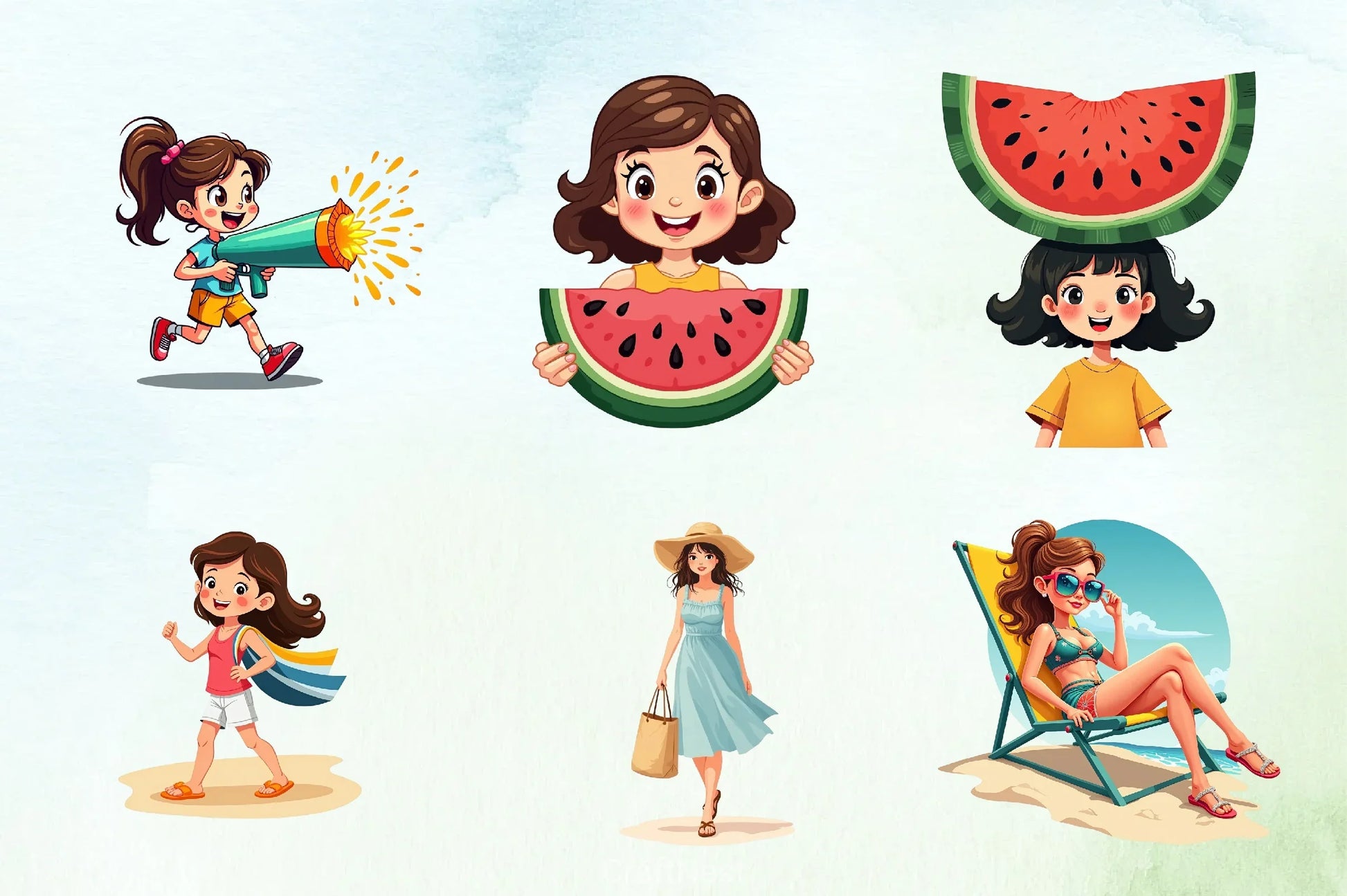 Summer Girl Clipart Bundle - CraftNest - Digital Crafting and Art