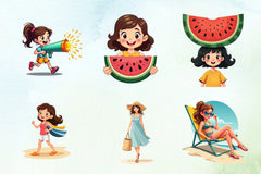 Summer Girl Clipart Bundle - CraftNest - Digital Crafting and Art