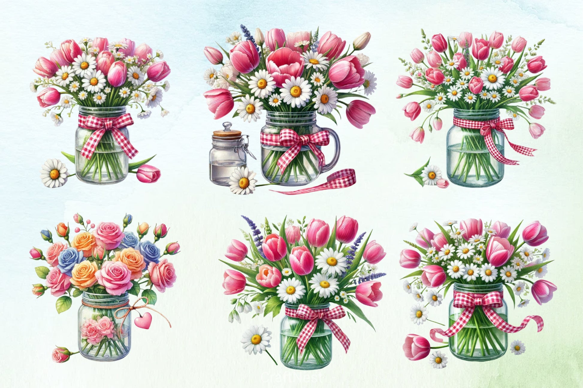 Spring Mason Jars Clipart Bundle - CraftNest - Digital Crafting and Art