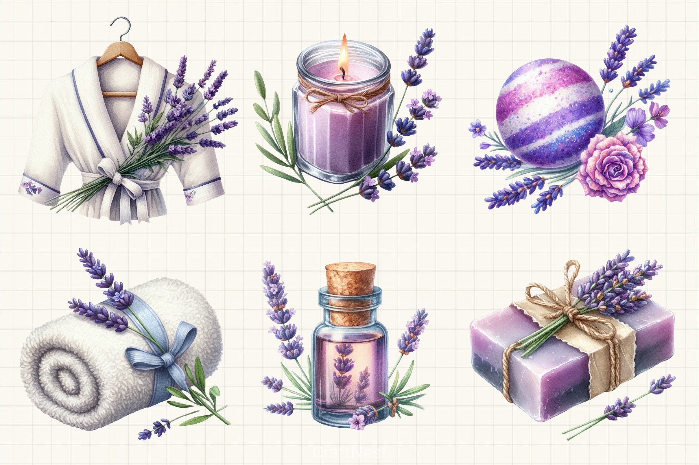 Lavender Pamper Clipart Bundle - CraftNest - Digital Crafting and Art