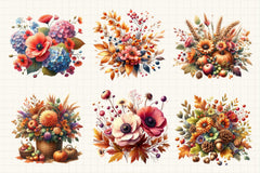 Fall Flower Clipart Bundle - CraftNest - Digital Crafting and Art
