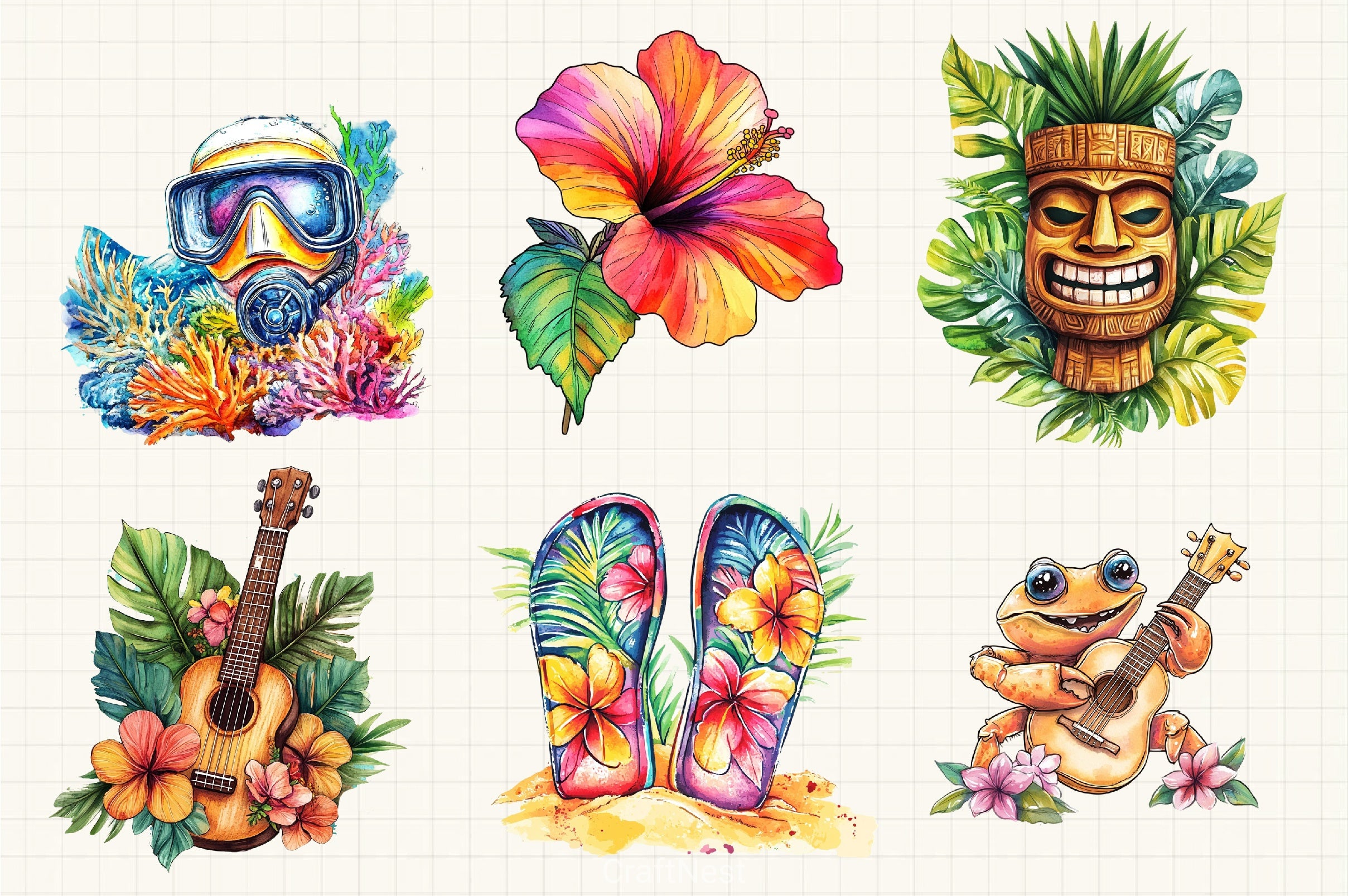 Hawaii Clipart Bundle 1 - CraftNest - Digital Crafting and Art