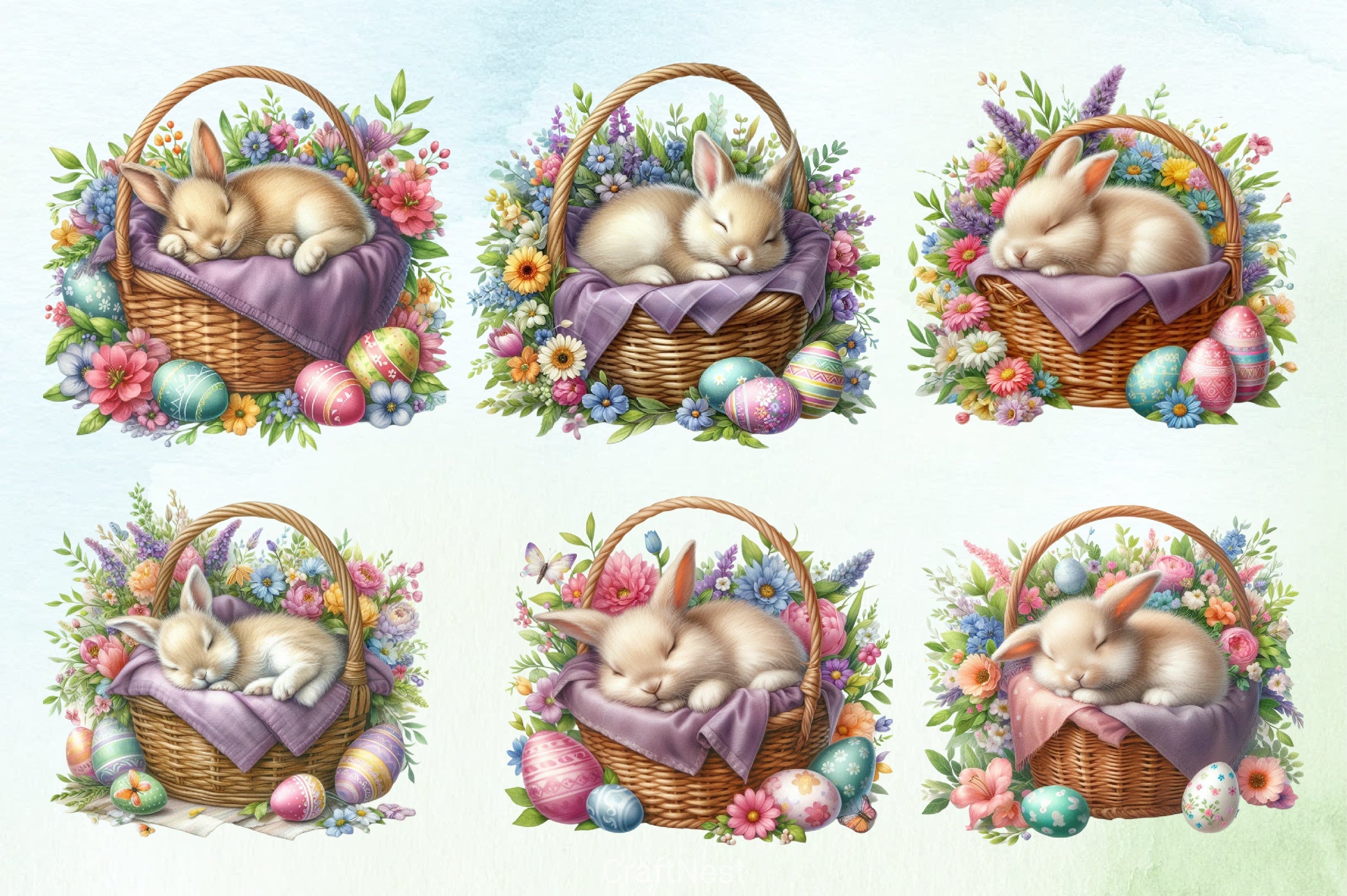 Easter Bunny Basket Clipart Bundle 4 - CraftNest - Digital Crafting and Art