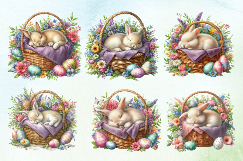Easter Bunny Basket Clipart Bundle 4 - CraftNest - Digital Crafting and Art