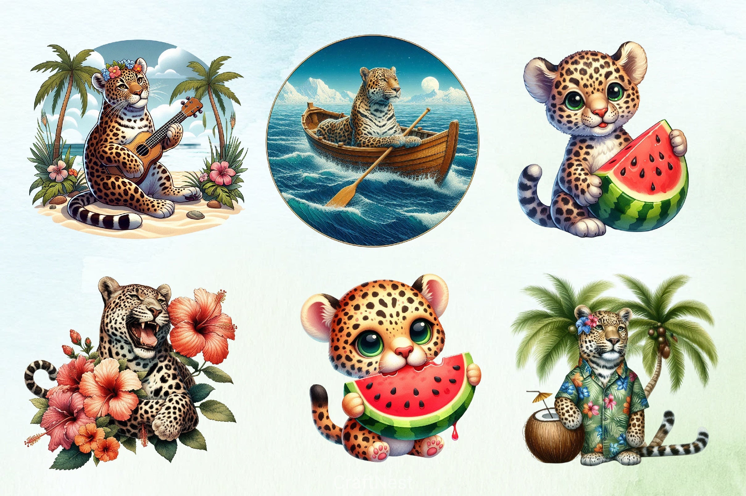 Summer Leopard Clipart Bundle - CraftNest - Digital Crafting and Art
