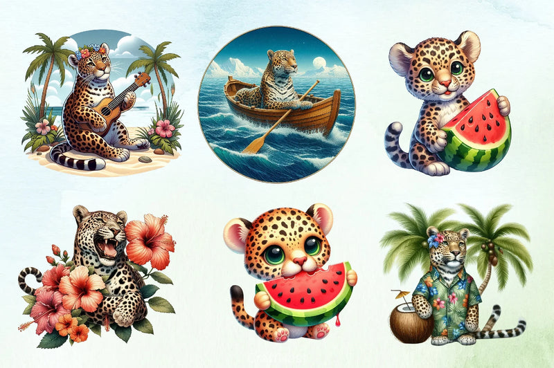 Summer Leopard Clipart Bundle - CraftNest - Digital Crafting and Art