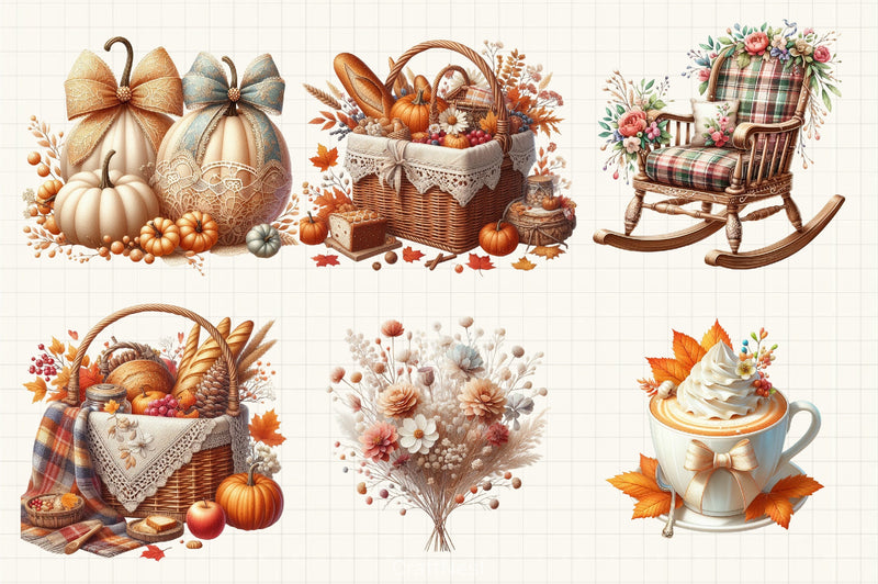 Neutral Rustic Fall Clipart Bundle - CraftNest - Digital Crafting and Art