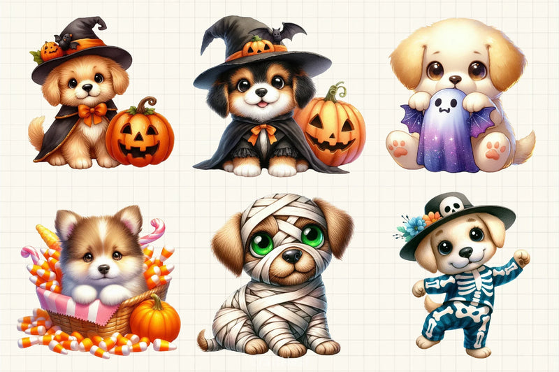 Cute Halloween Puppy Clipart Bundle - CraftNest - Digital Crafting and Art