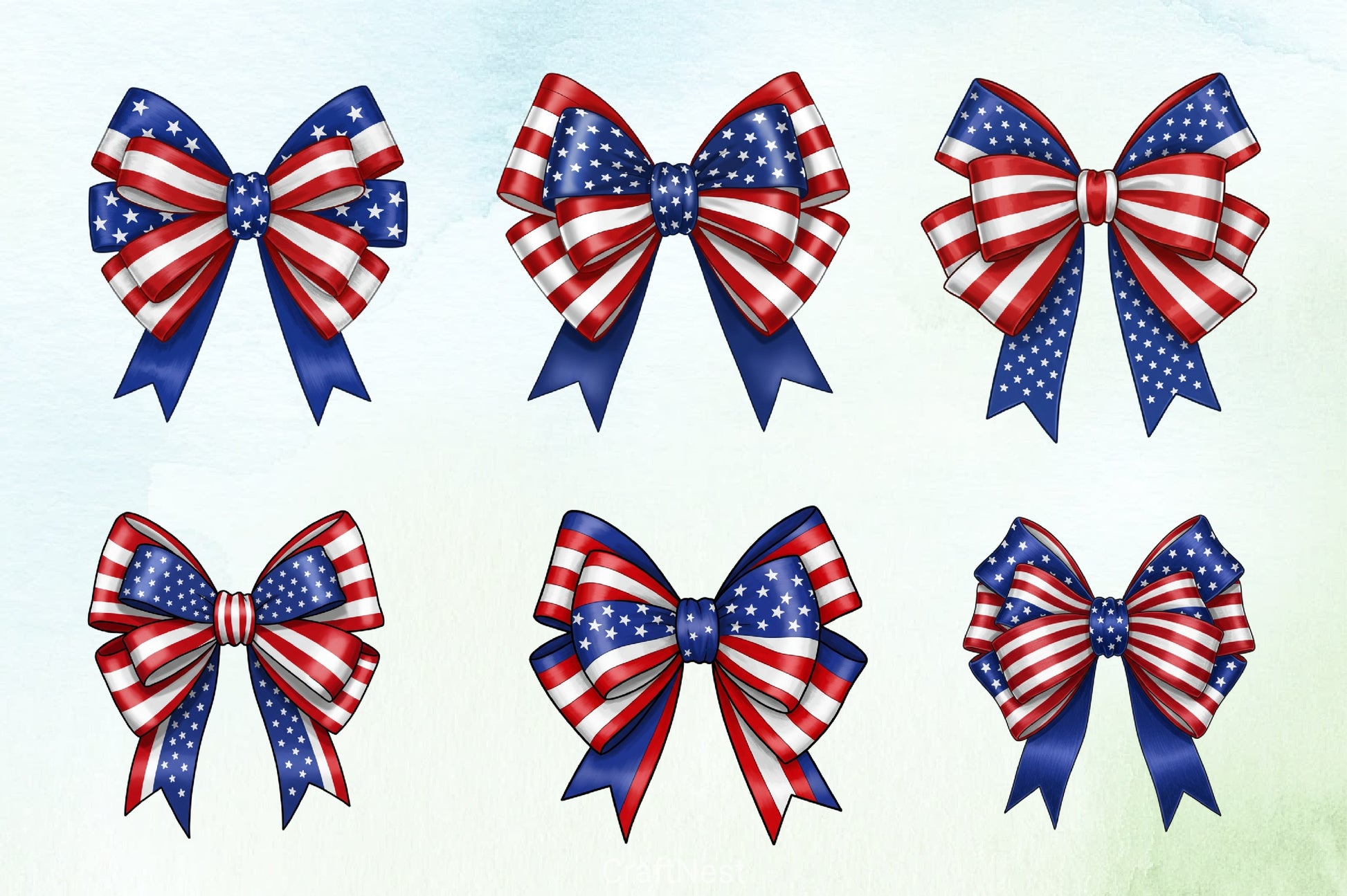 Independence Day Bows Clipart Bundle - CraftNest - Digital Crafting and Art