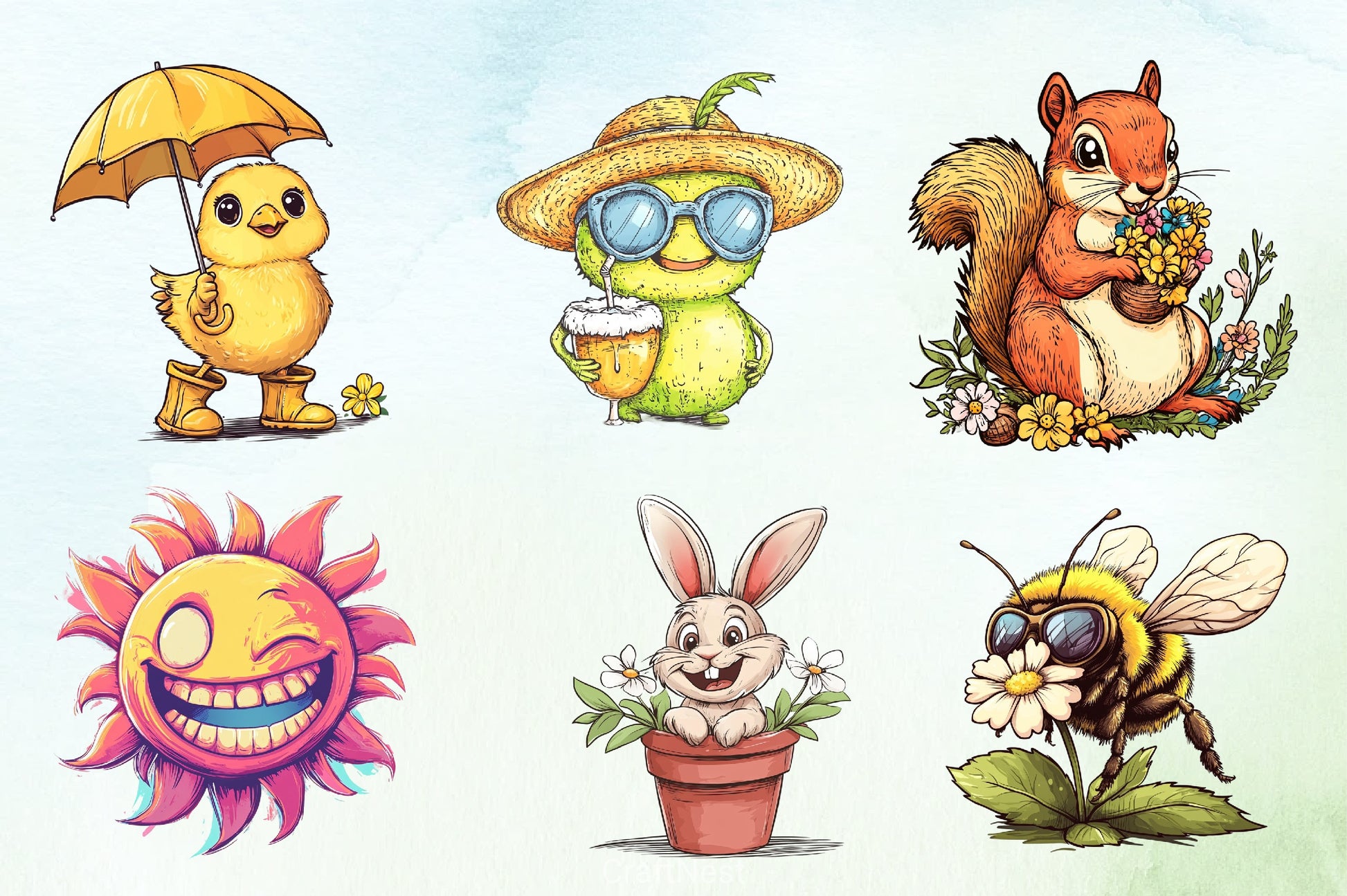 Funny Spring Clipart Bundle - CraftNest - Digital Crafting and Art