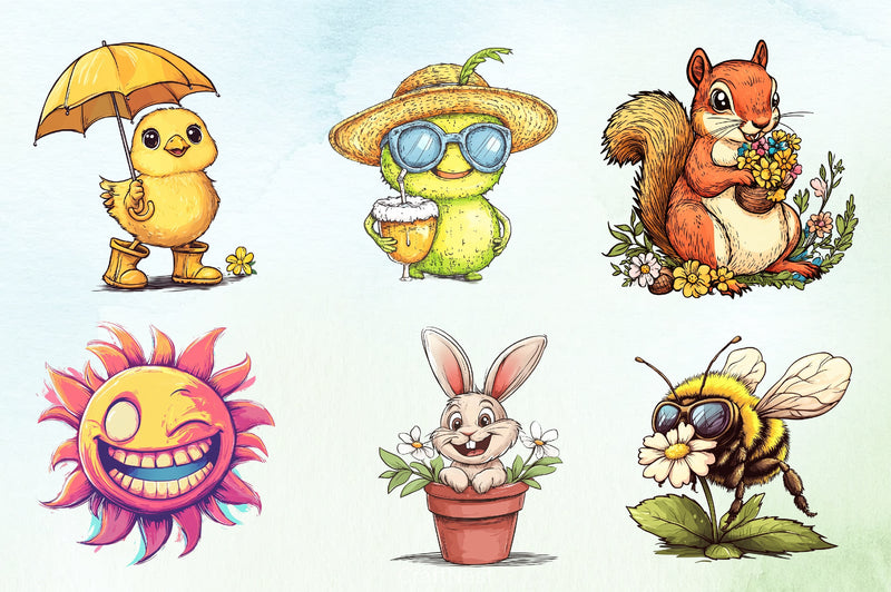 Funny Spring Clipart Bundle - CraftNest - Digital Crafting and Art