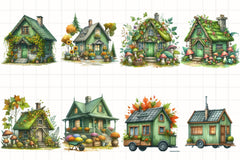 Green Autumn Cottage Clipart Bundle - CraftNest - Digital Crafting and Art