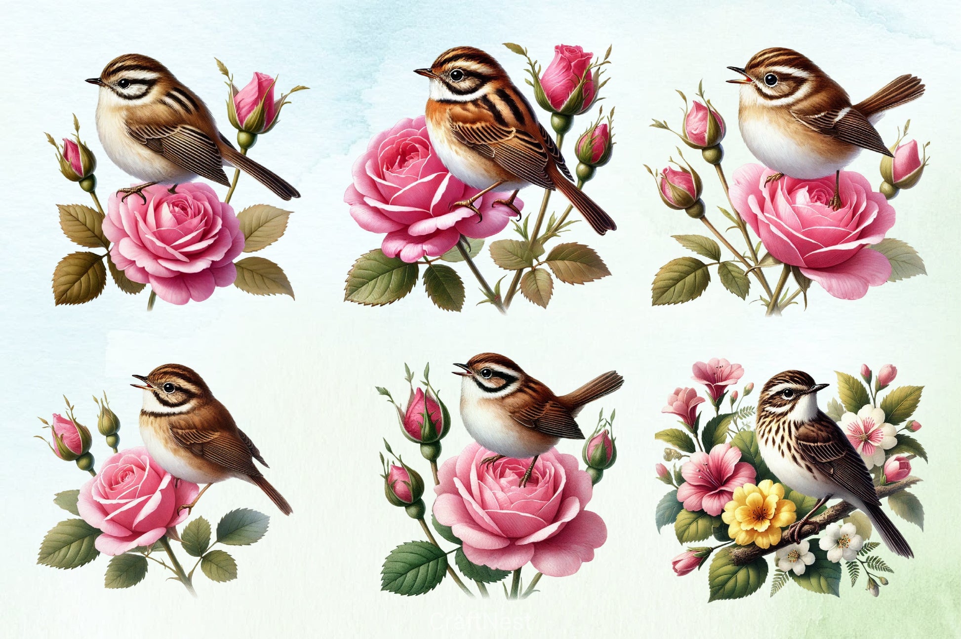 Spring Sparrow Clipart Bundle - CraftNest - Digital Crafting and Art