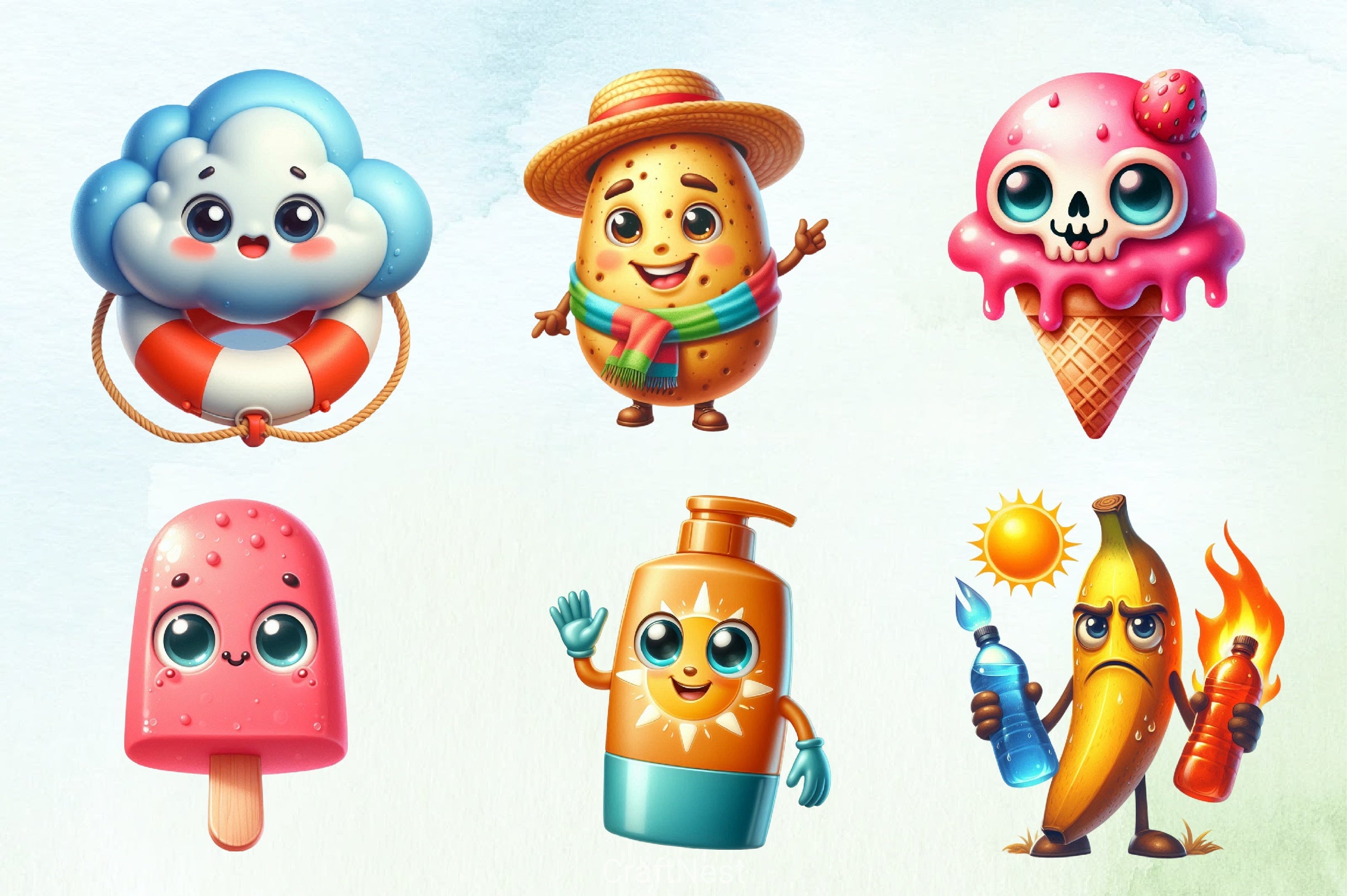 Summer Character Clipart Bundle - CraftNest - Digital Crafting and Art