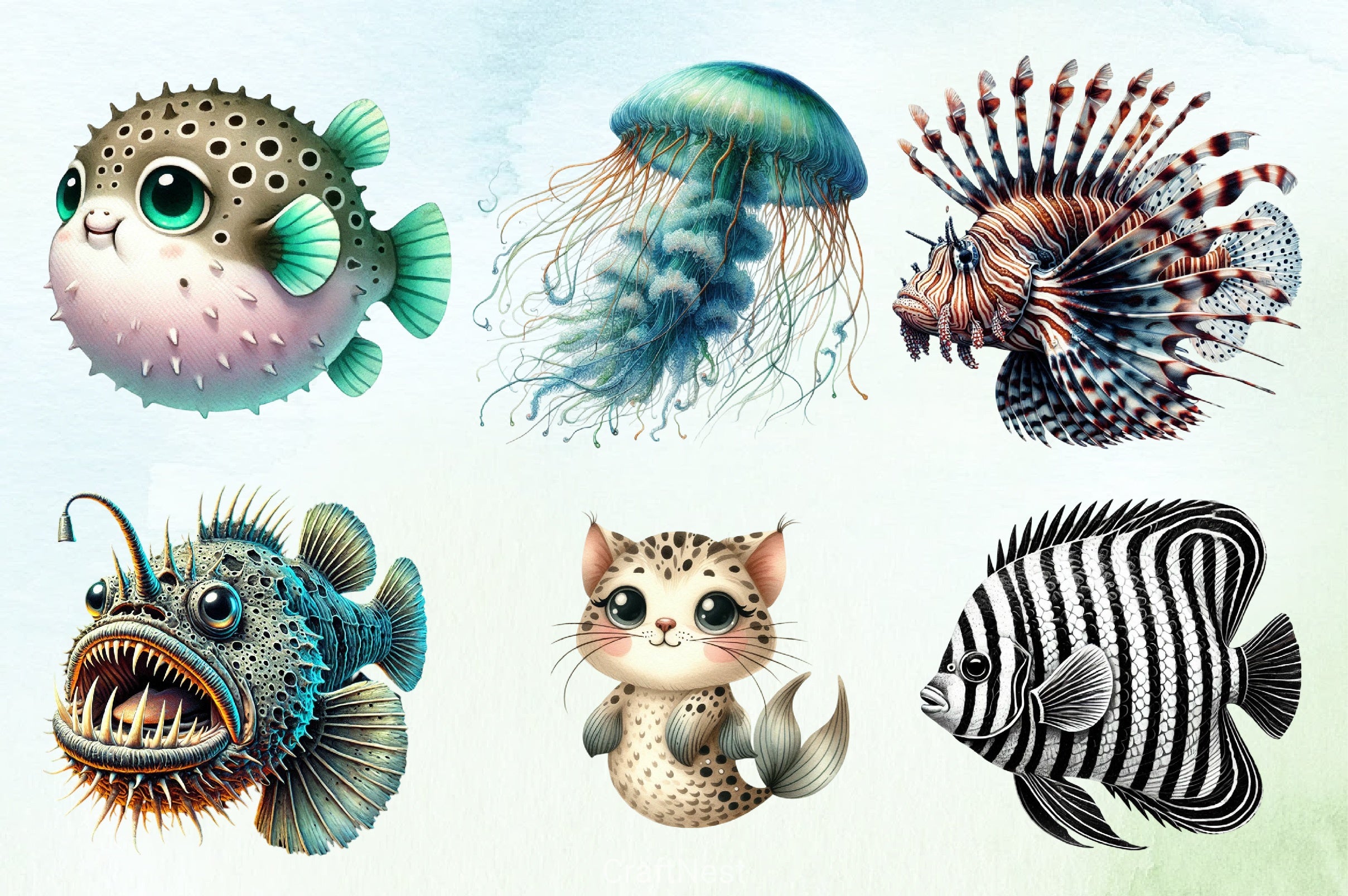 Sea Fish Clipart Bundle 4 - CraftNest - Digital Crafting and Art