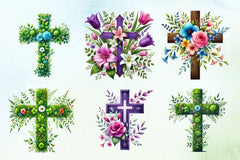 Spring Floral Cross Clipart Bundle - CraftNest - Digital Crafting and Art