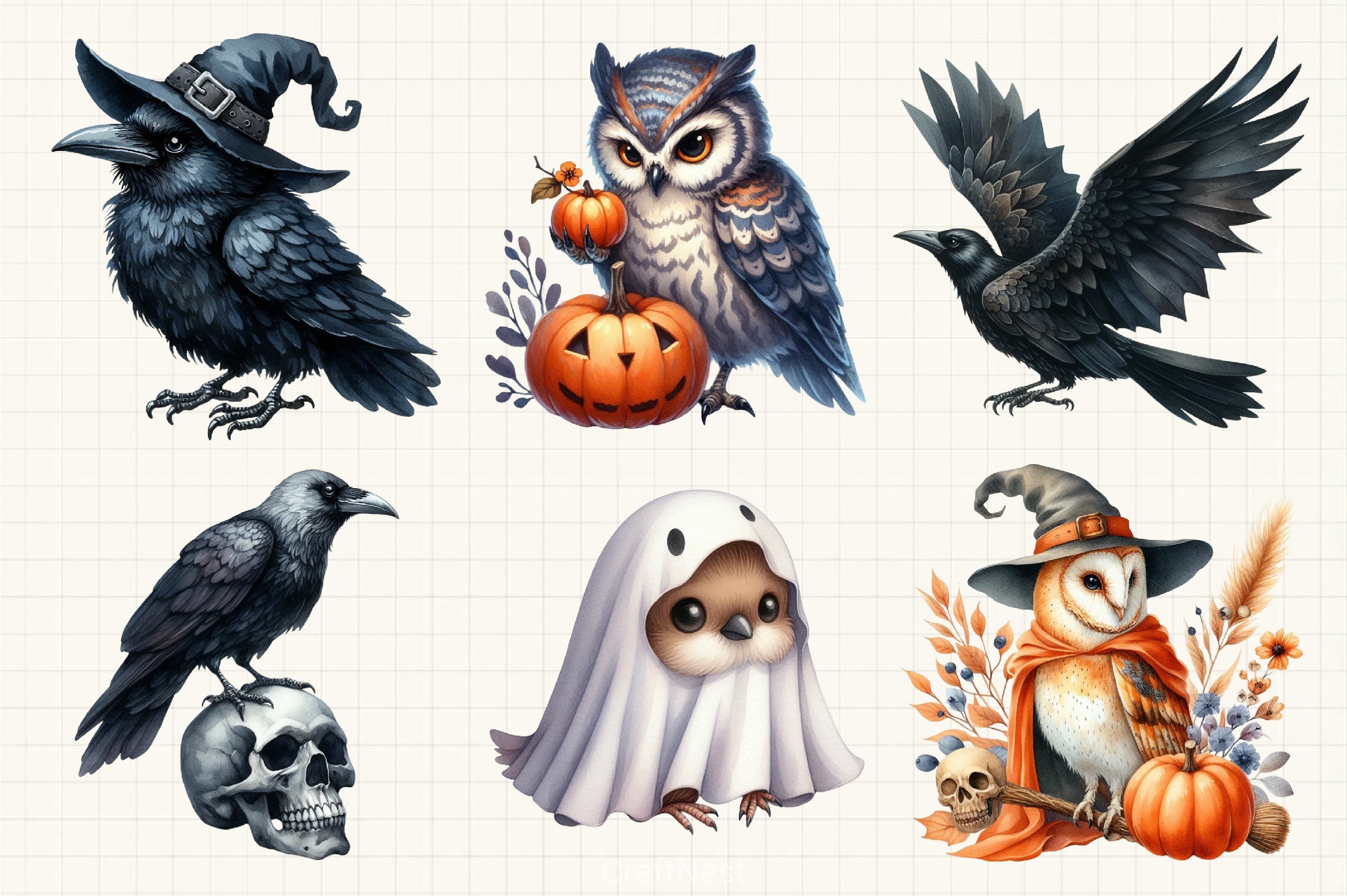 Halloween Birds Clipart Bundle - CraftNest - Digital Crafting and Art