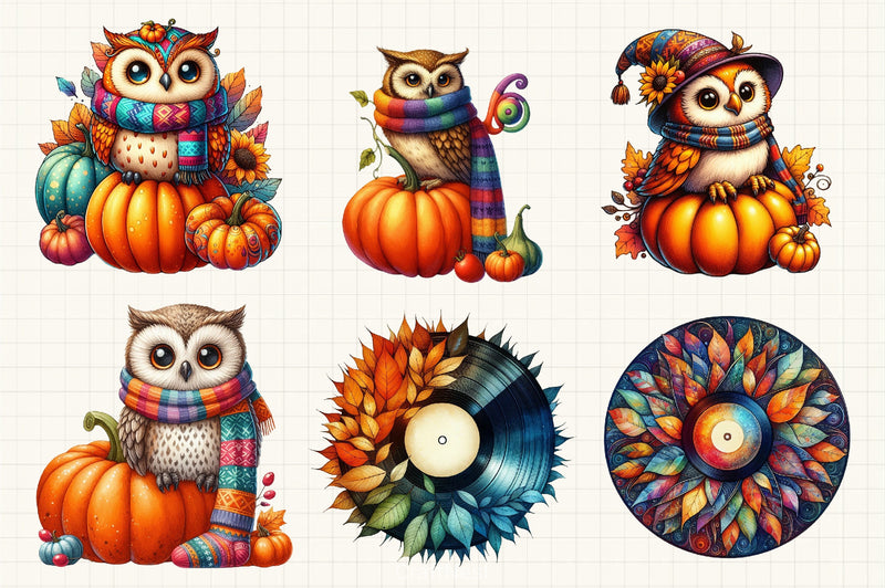 Retro Autumn Clipart Bundle 7 - CraftNest - Digital Crafting and Art