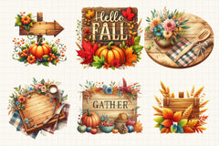 Autumn Wooden Signs Clipart Bundle - CraftNest - Digital Crafting and Art