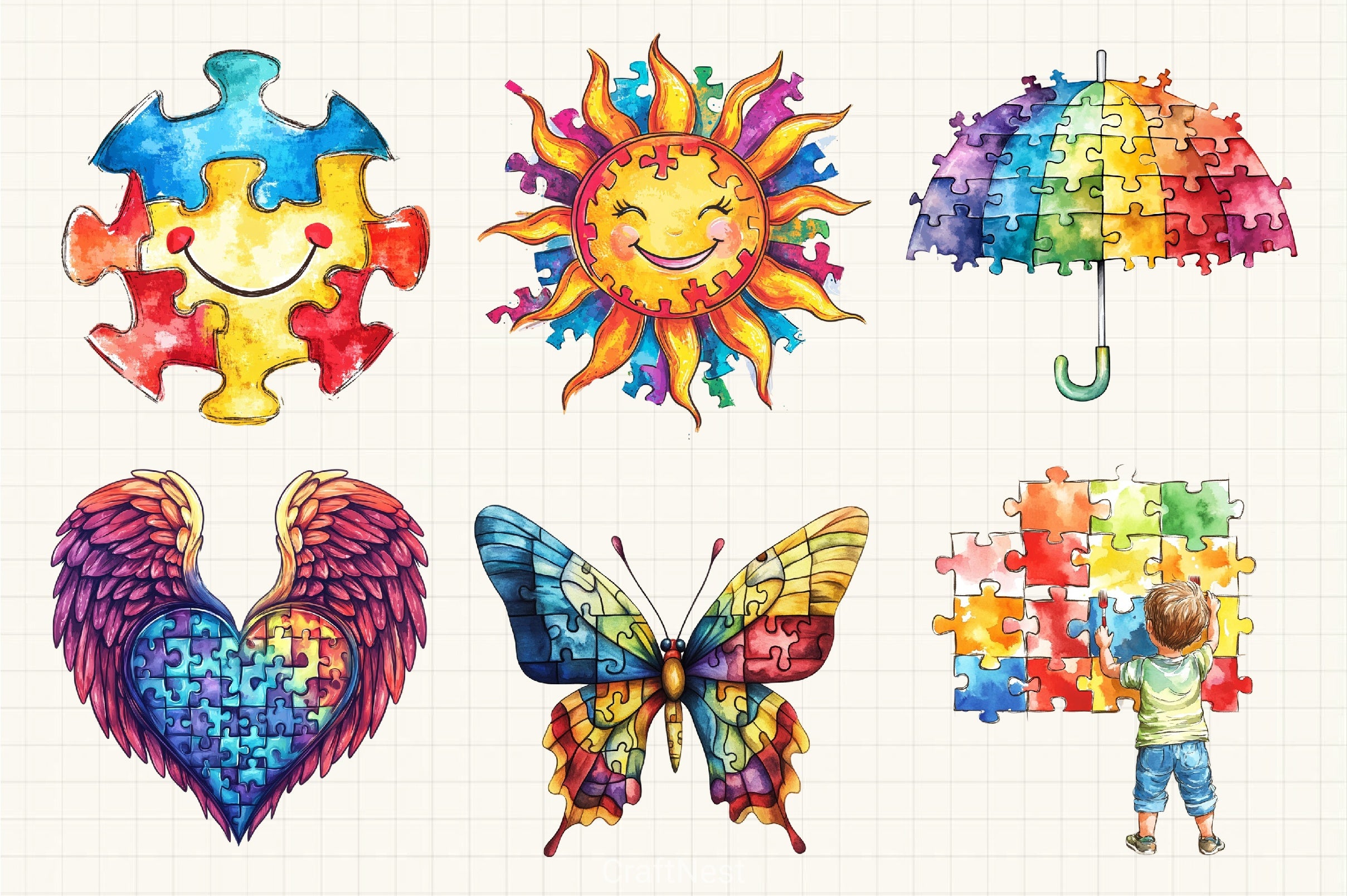 Autism Awareness Clipart Bundle - CraftNest - Digital Crafting and Art