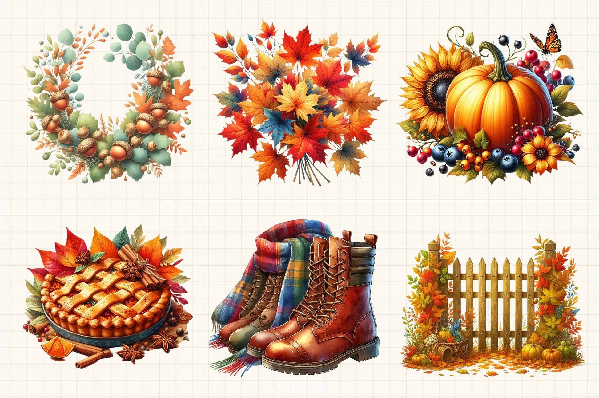 Beautiful Fall Clipart Bundle - CraftNest - Digital Crafting and Art