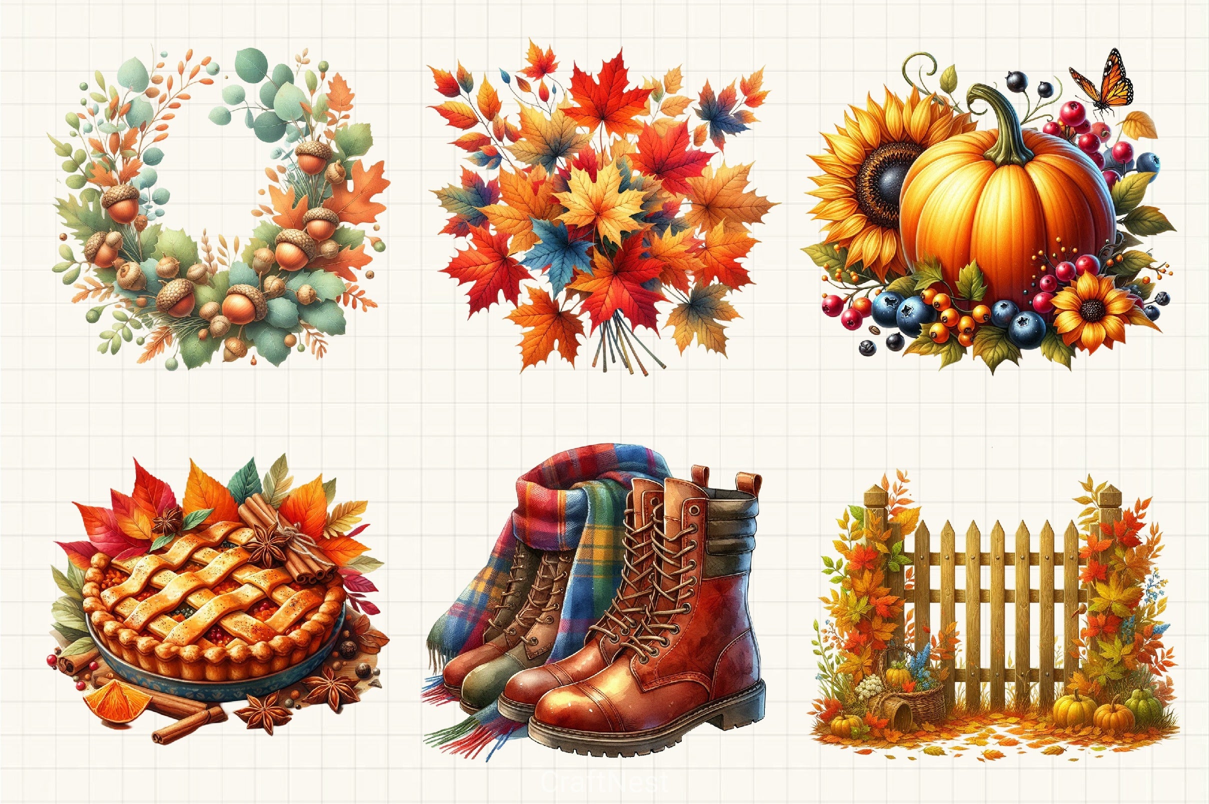Beautiful Fall Clipart Bundle - CraftNest - Digital Crafting and Art