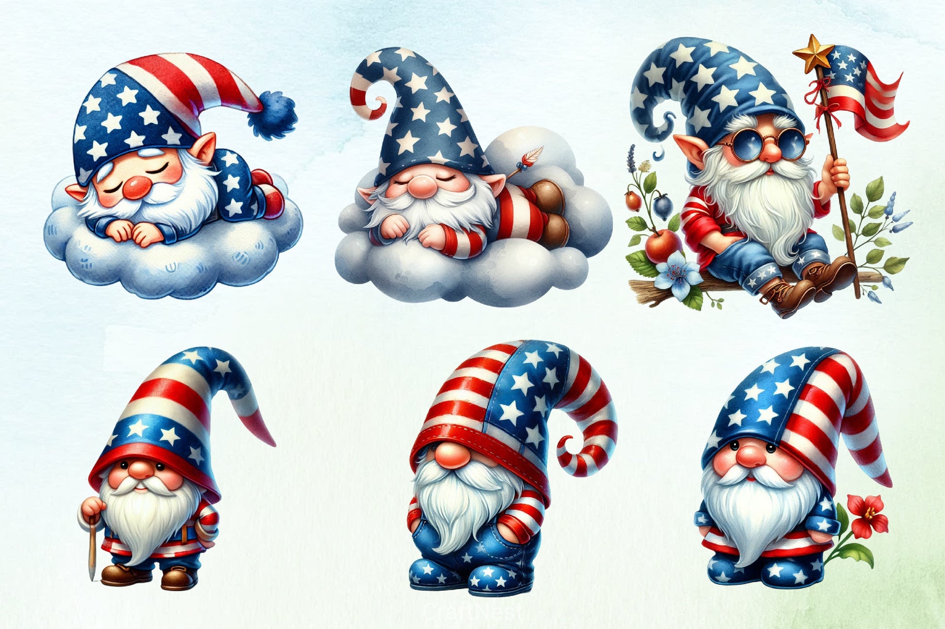 Patriotic Gnome Clipart Bundle 3 - CraftNest - Digital Crafting and Art