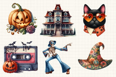 Retro Fall Halloween Clipart Bundle 1 - CraftNest - Digital Crafting and Art