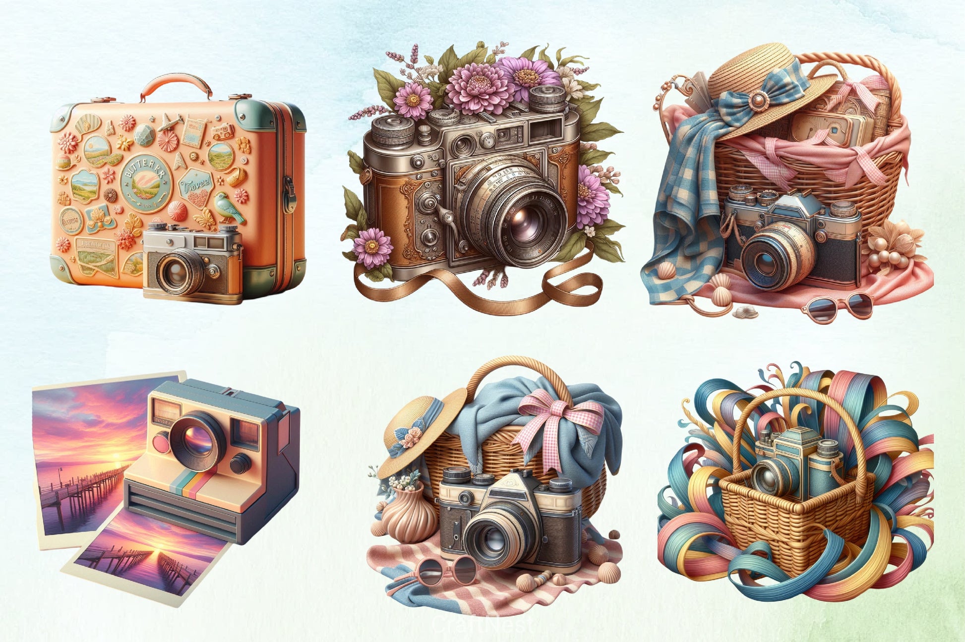 Vintage Summer Photography Clipart Bundle - CraftNest - Digital Crafting and Art