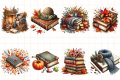 Autumn Fall Books Clipart Bundle - CraftNest - Digital Crafting and Art