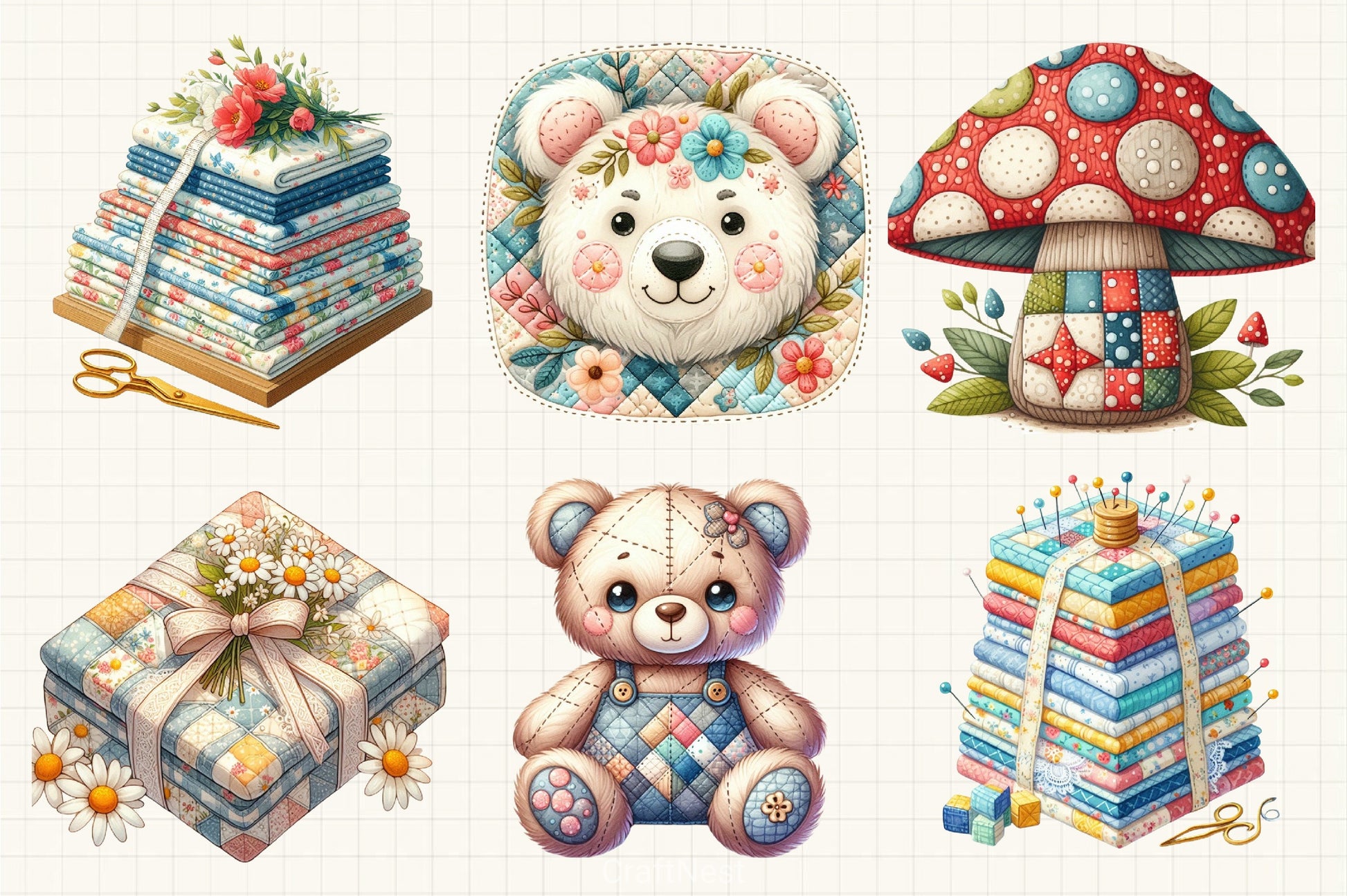 Cottage Quilts Clipart Bundle 4 - CraftNest - Digital Crafting and Art