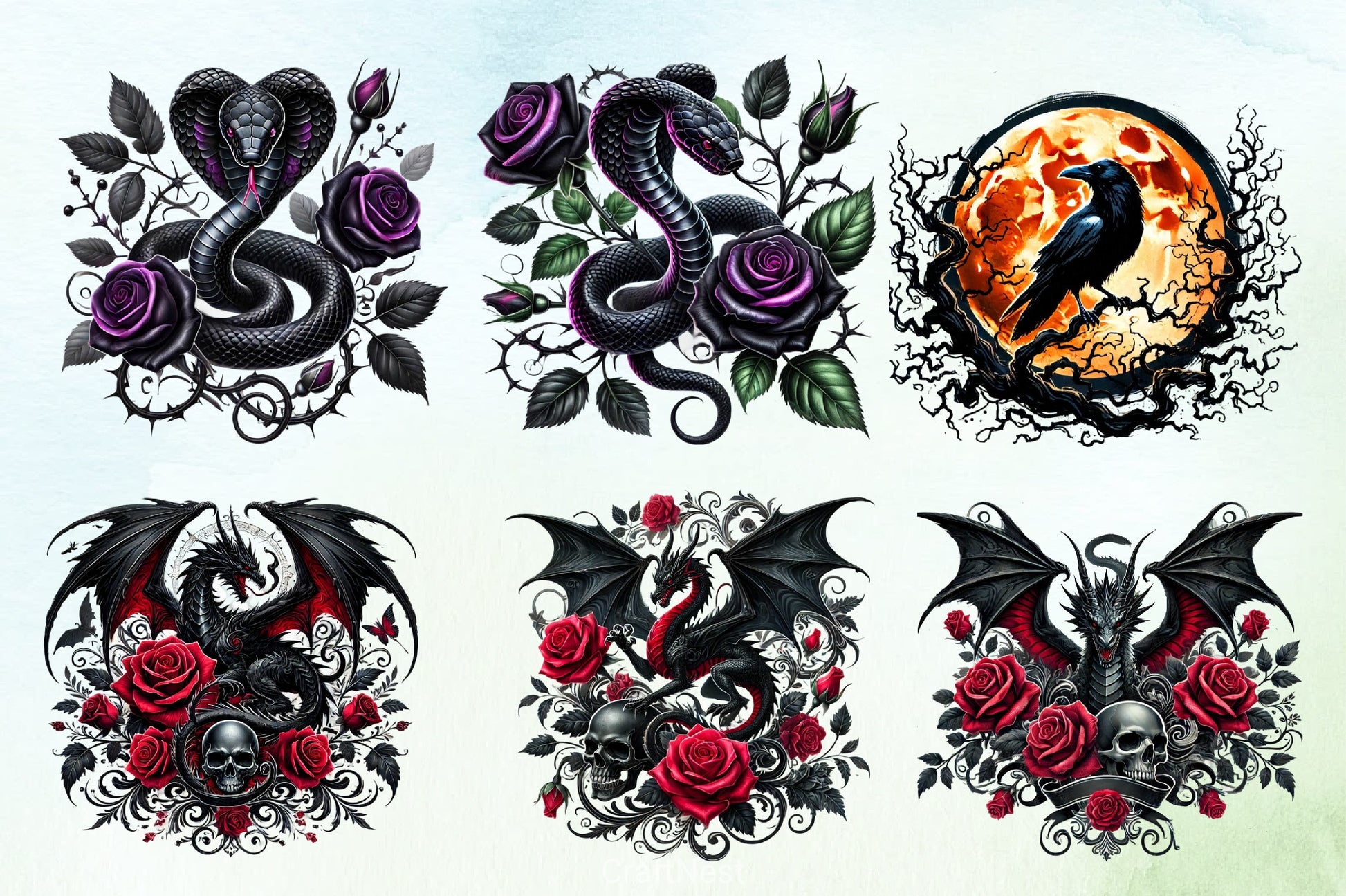 Gothic Animals Clipart Bundle - CraftNest - Digital Crafting and Art