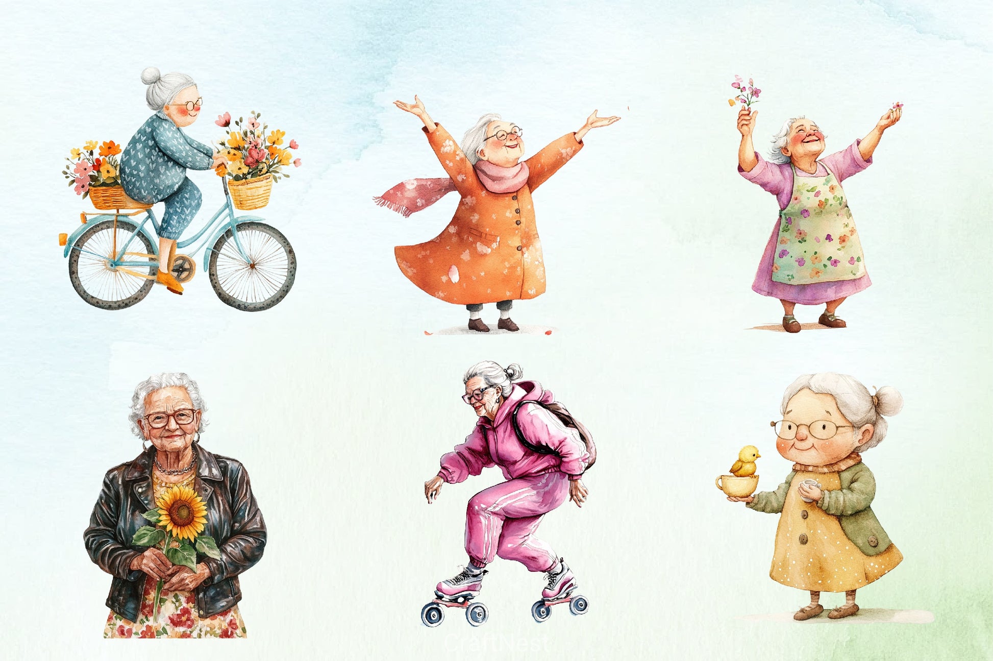 Funny Spring Grandma Clipart Bundle - CraftNest - Digital Crafting and Art