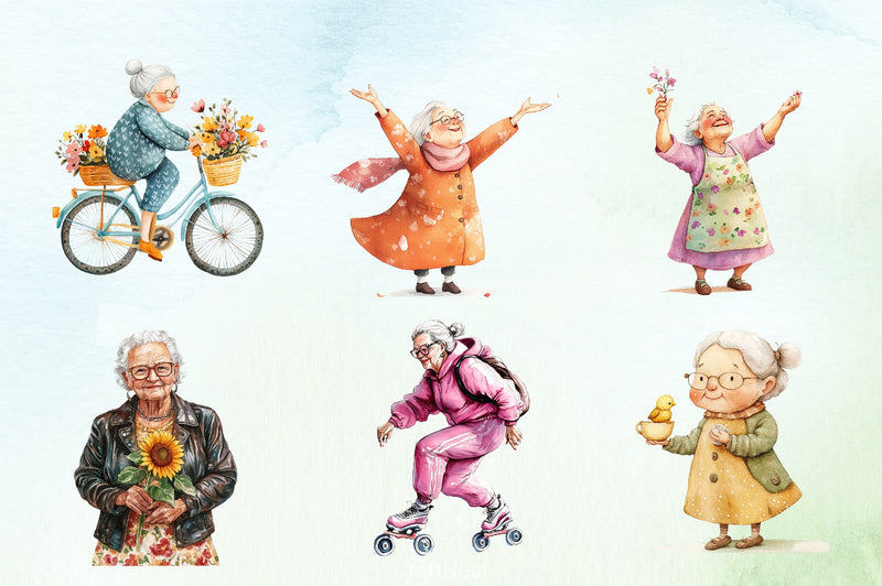 Funny Spring Grandma Clipart Bundle - CraftNest - Digital Crafting and Art