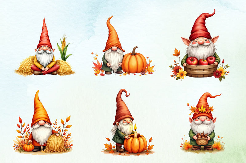 Autumn Gnomes Clipart Bundle - CraftNest - Digital Crafting and Art