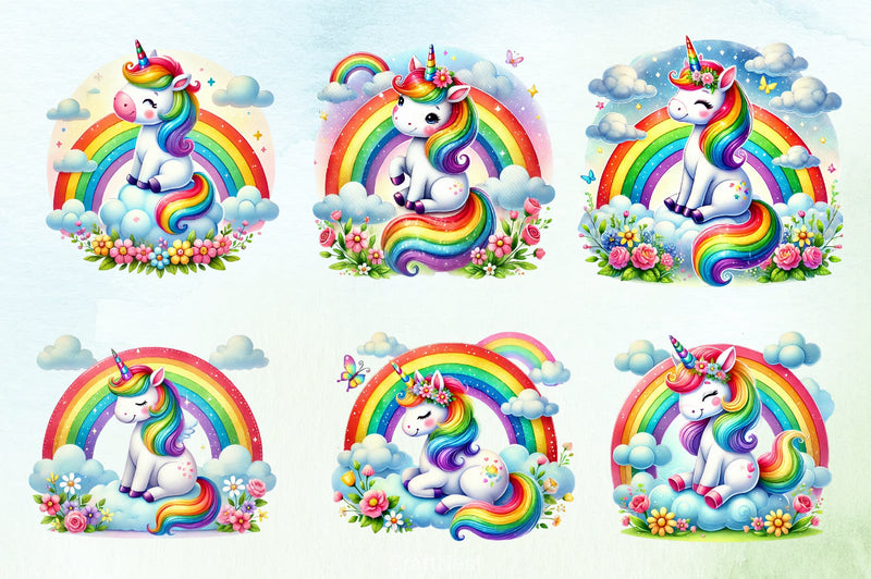 Rainbow Unicorn Fantasy Clipart Bundle - CraftNest - Digital Crafting and Art