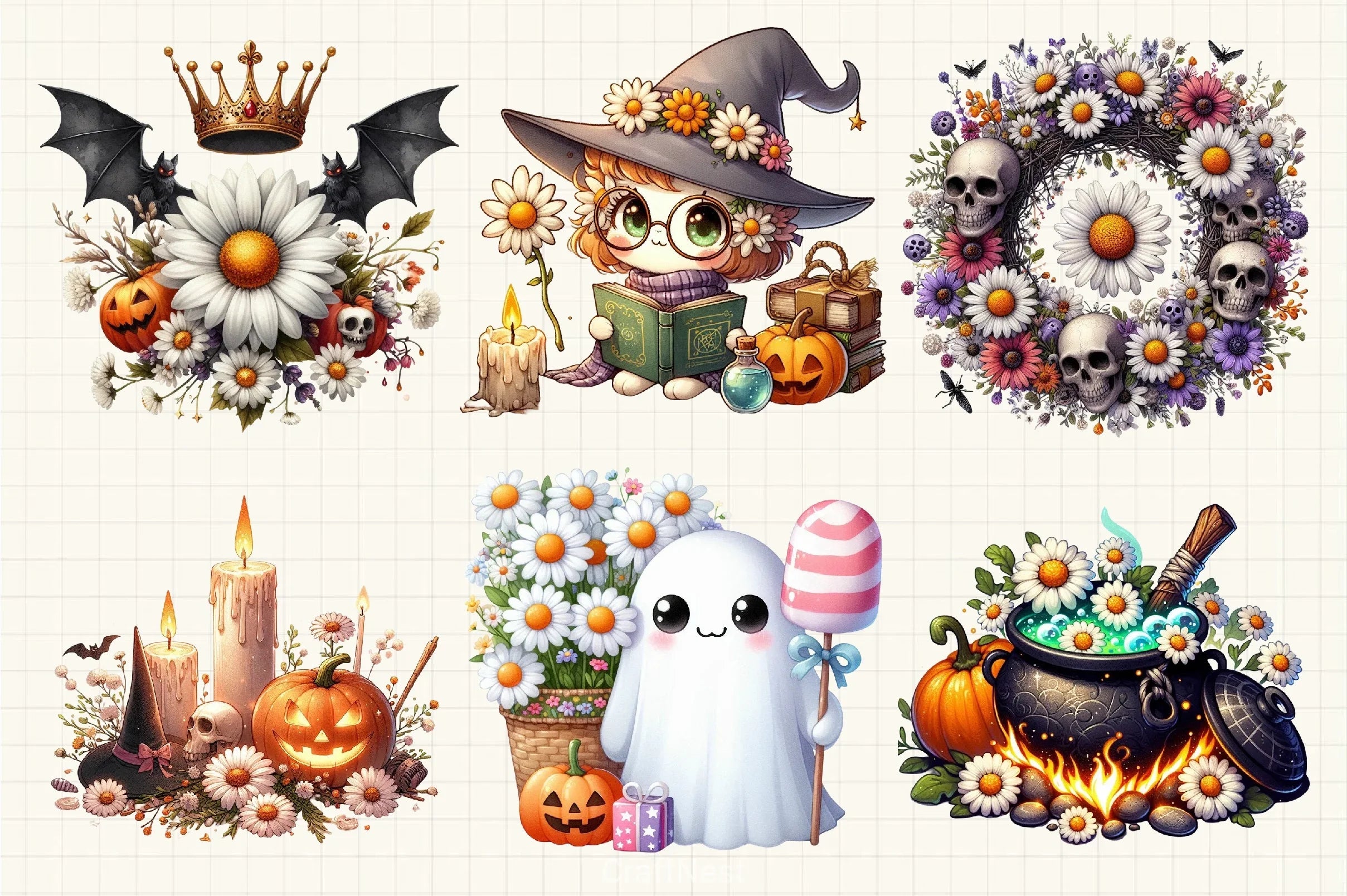 Daisy & Halloween Clipart Bundle - CraftNest - Digital Crafting and Art