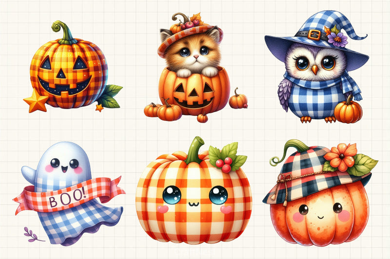 Gingham Halloween Clipart Bundle - CraftNest - Digital Crafting and Art