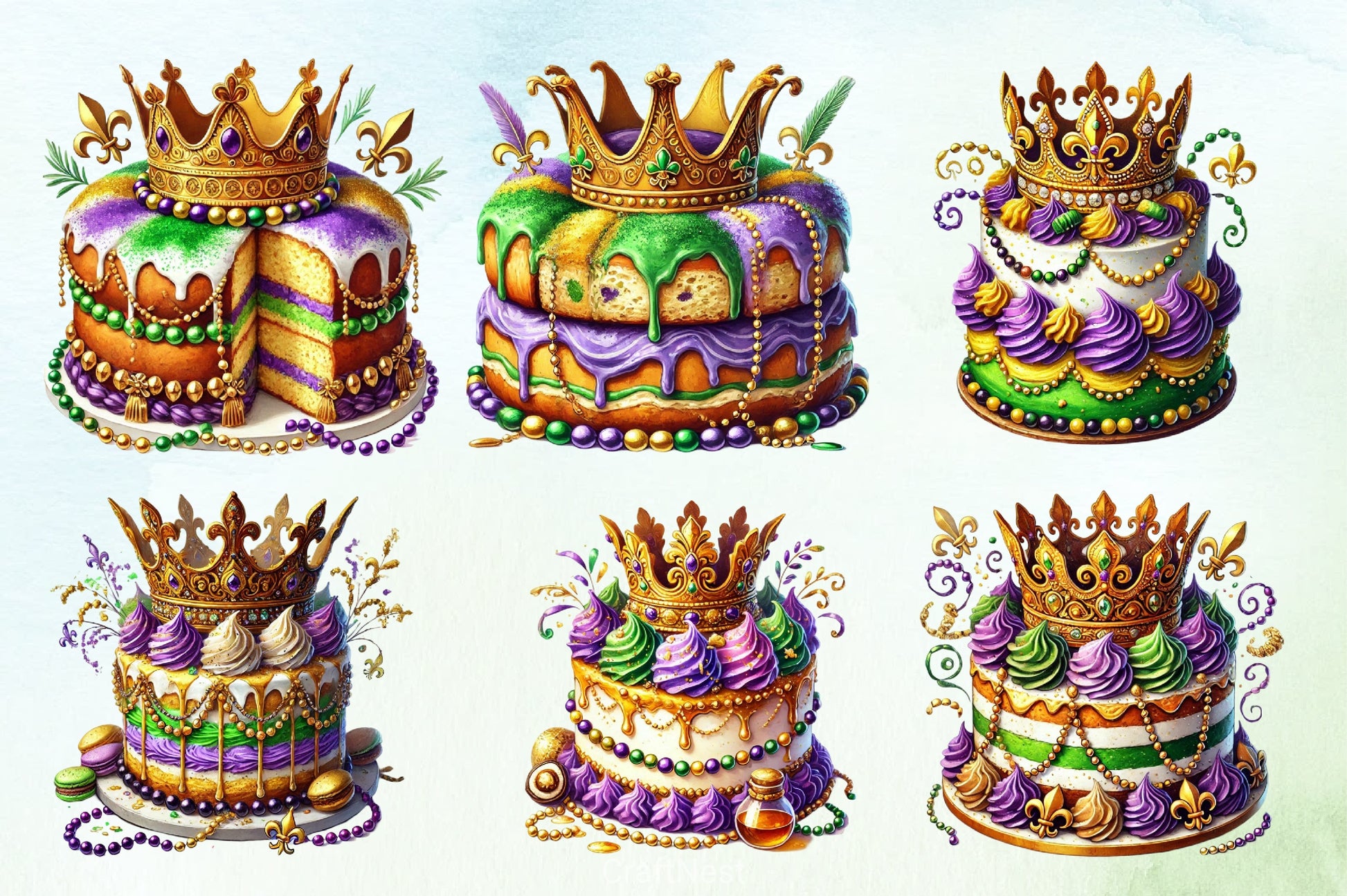 Mardi Gras King Cake Clipart Bundle - CraftNest - Digital Crafting and Art
