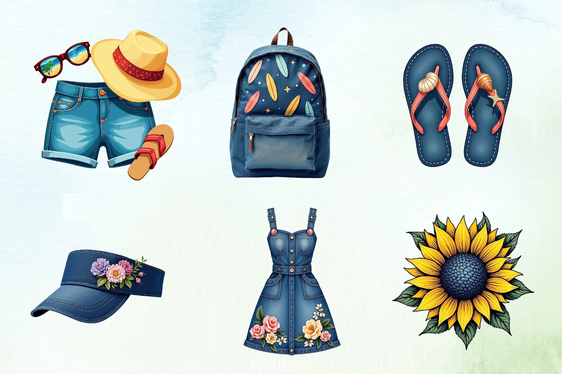 Summer Denim Clipart Bundle - CraftNest - Digital Crafting and Art
