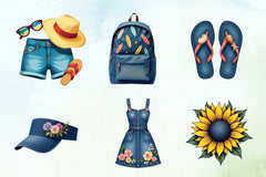 Summer Denim Clipart Bundle - CraftNest - Digital Crafting and Art