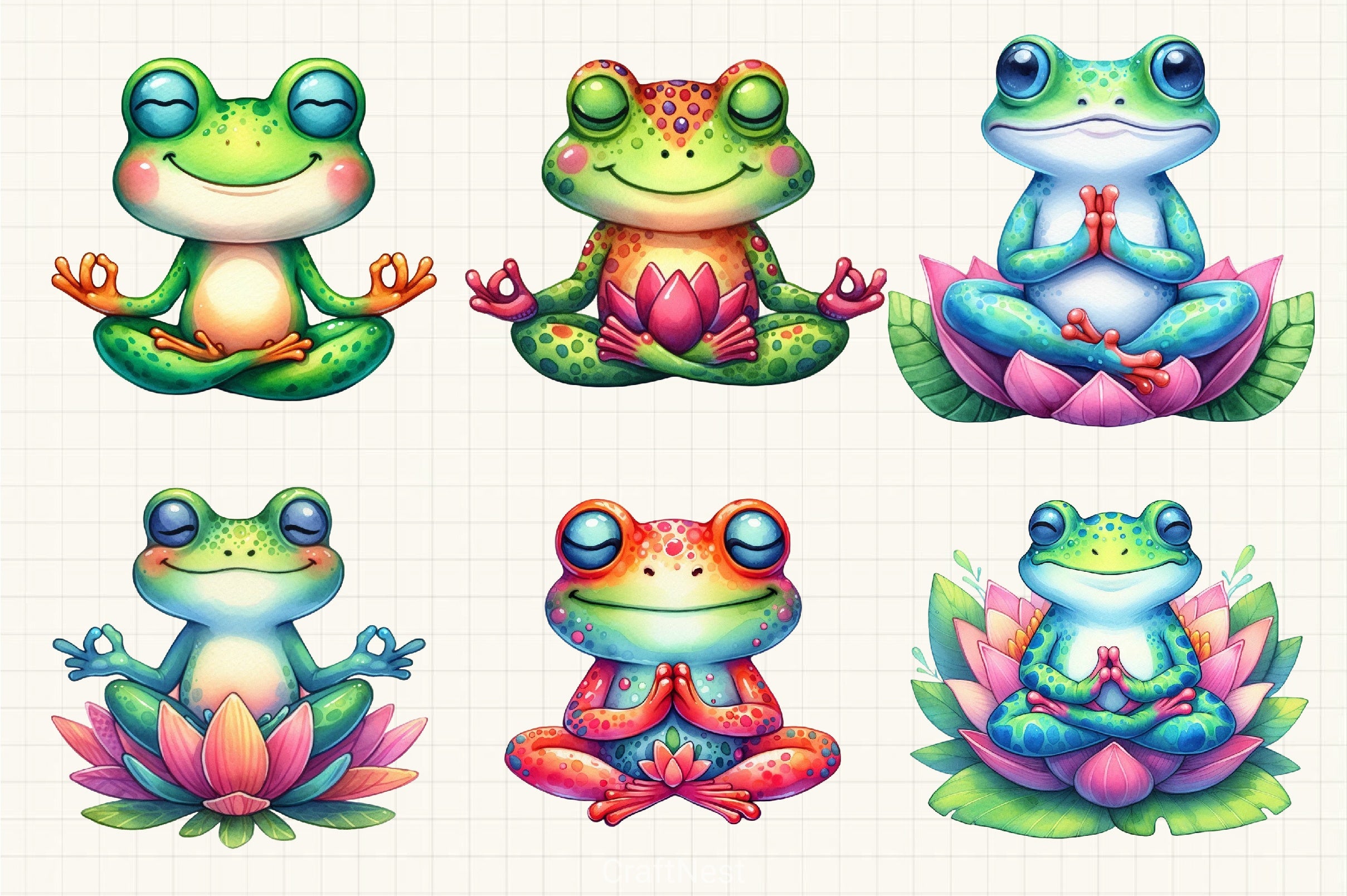 Yoga Frog Clipart Bundle - CraftNest - Digital Crafting and Art