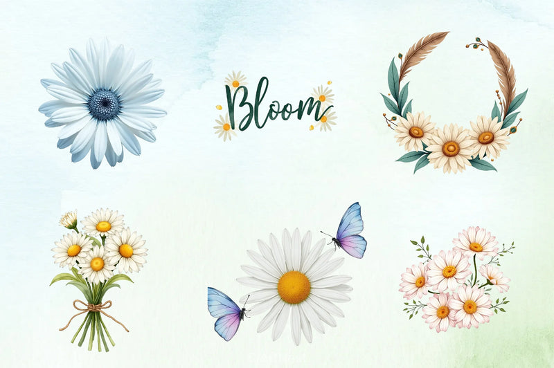 Daisy Flower Clipart Bundle - CraftNest - Digital Crafting and Art