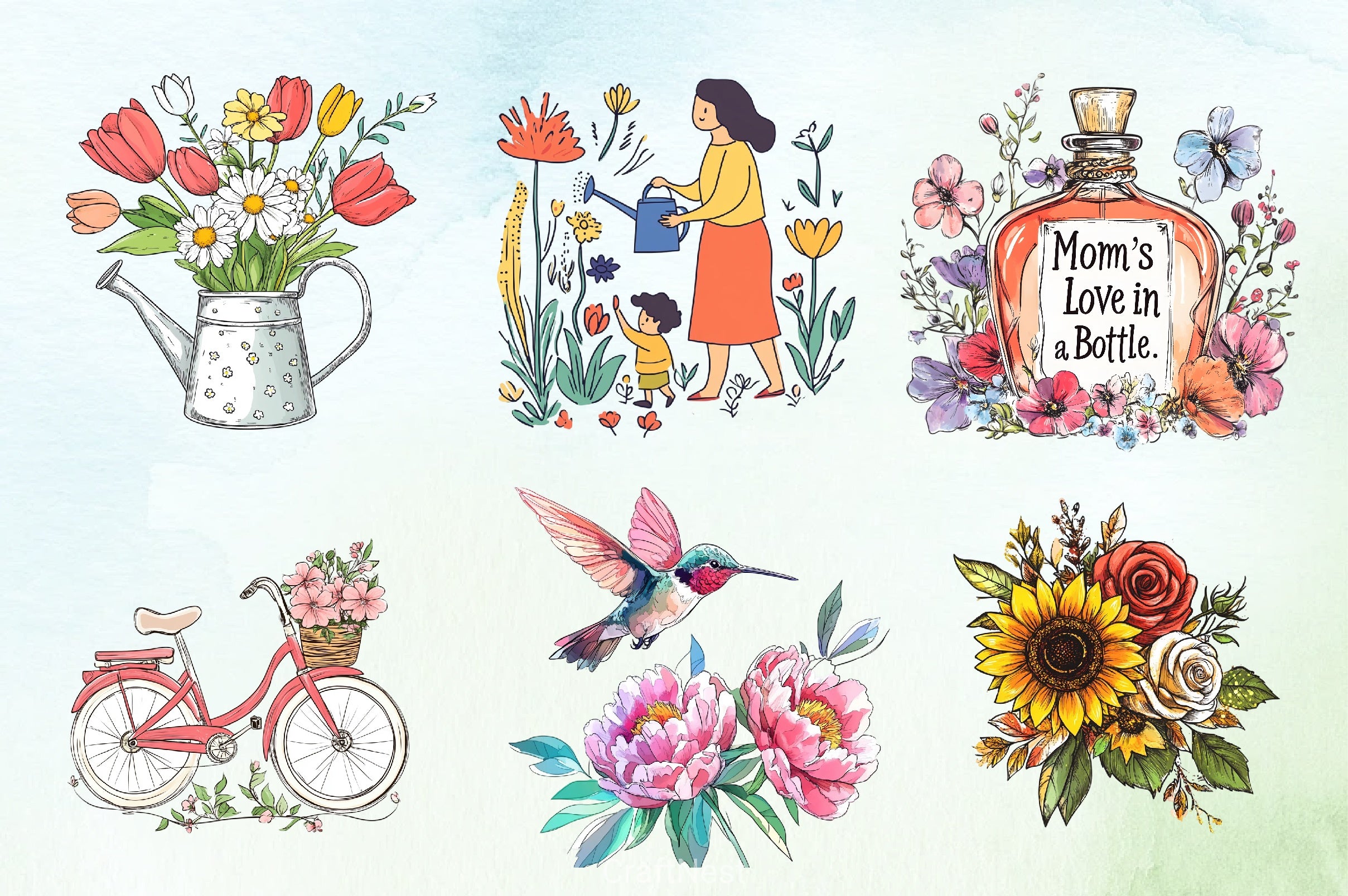 Floral Mother's Day Clipart Bundle 3 - CraftNest - Digital Crafting and Art