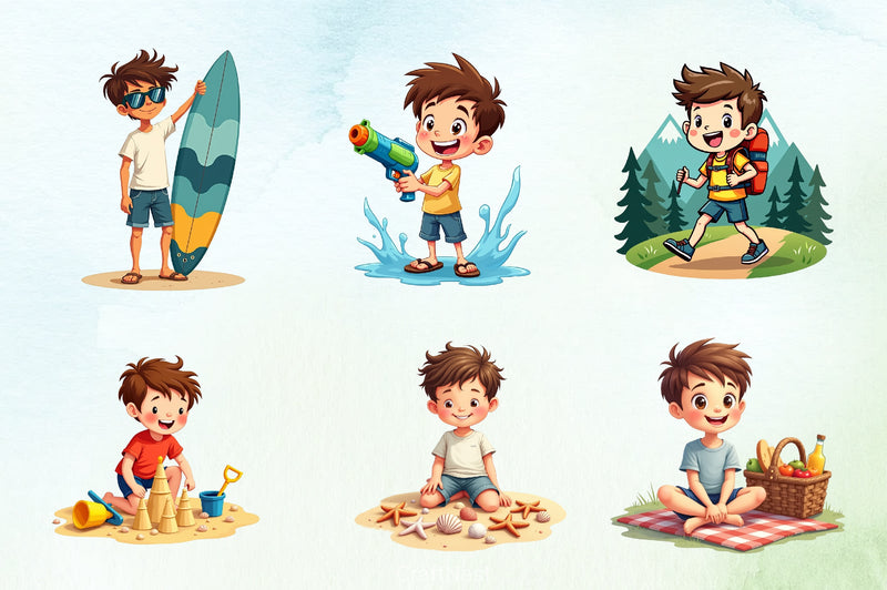 Summer Boy Clipart Bundle - CraftNest - Digital Crafting and Art
