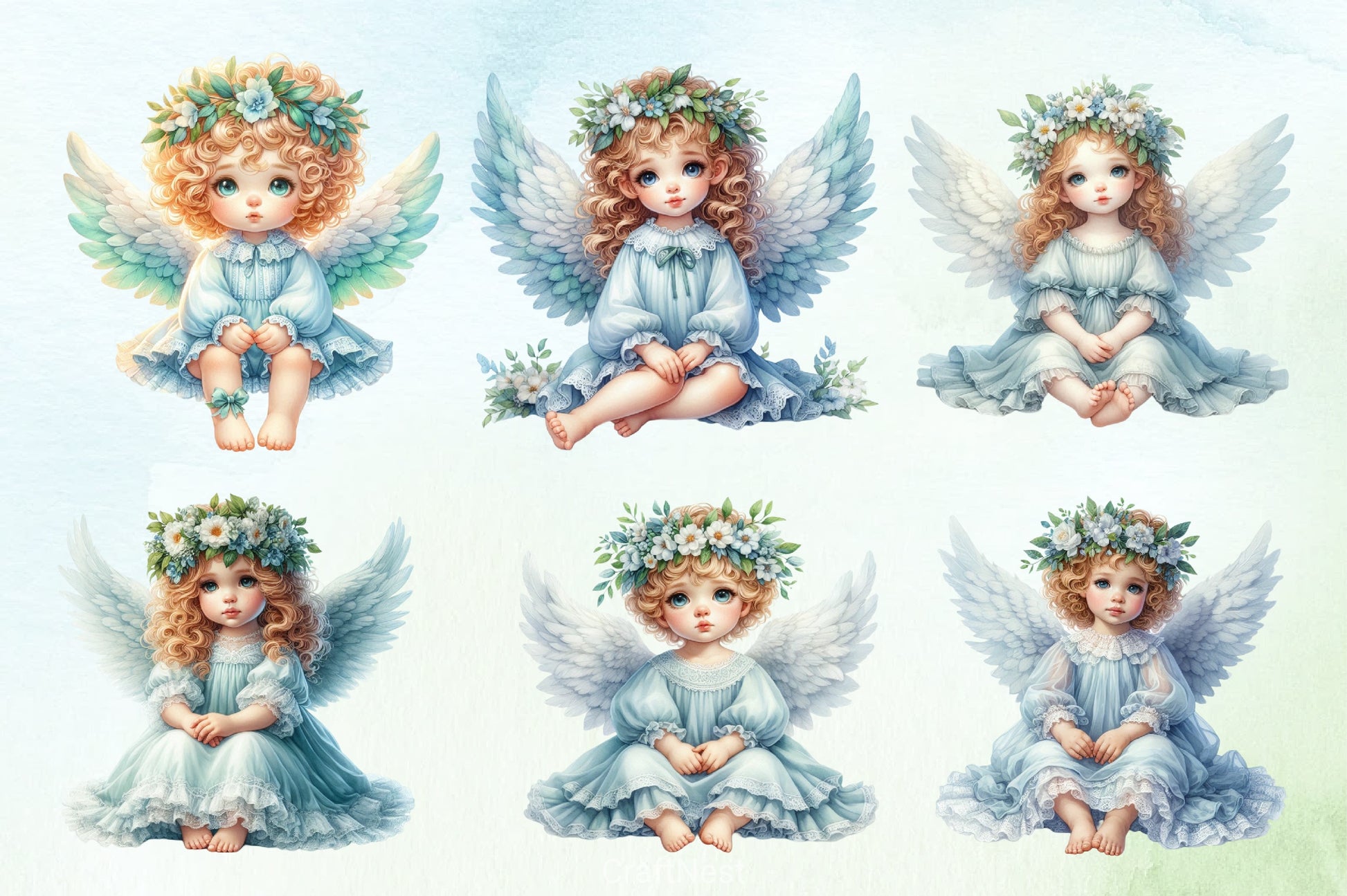 Cute Baby Angel Clipart Bundle - CraftNest - Digital Crafting and Art