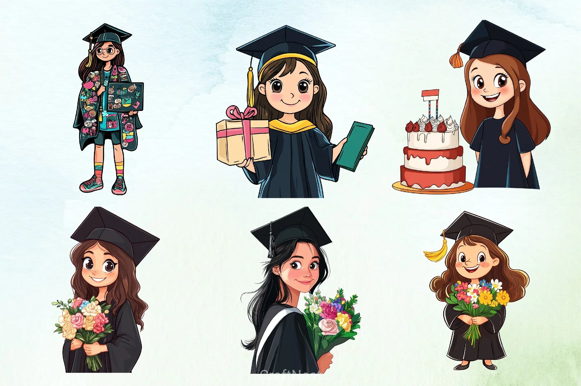 Graduation Girl Clipart Bundle - CraftNest - Digital Crafting and Art